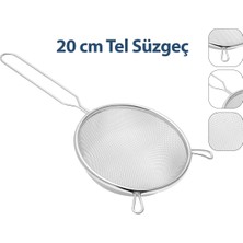 Tios Shop Krm 20CM Tel Süzgeç Metal Saplı Kulaklı (5047) Krm