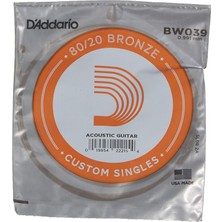 D'Addario Daddario BW039 Akustik Tel, 80/20 Bronze Wound, 039, () Pak