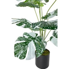 Esranın Dünyası 70 cm Boyunda Yeşil Beyaz Yapay Monstera Saksı Bitkisi, 12 Dal