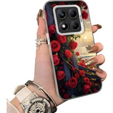 HONTINGA Xiaomi Redmi Note 14 Pro 5g ile Uyumlu Kılıf Silikon Kenar Sert Arka Kamera Koruyucu Basitlik Anti Düşme Kamera Korumalı Çiçekli Desen Couple Telefon Kılıfı Kadın ve Erkek Için Uygundur K1-1526