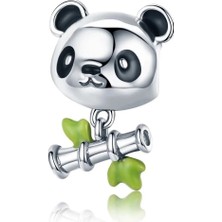 Singularis Sevimli Panda ve Bambu Figürlü Charm - Tüm Bileklik Modelleriyle Uyumlu Sallantılı Takı Aparatı