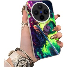 HONTINGA Vivo X300 ile Uyumlu Kılıf Silikon Kenar Sert Arka Kamera Koruyucu Basitlik Anti Düşme Kamera Korumalı Anime Desen Couple Telefon Kılıfı Kadın ve Erkek Için Uygundur K1-1527