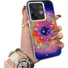 HONTINGA Vivo V60 5g ile Uyumlu Kılıf Silikon Kenar Sert Arka Kamera Koruyucu Basitlik Anti Düşme Kamera Korumalı Yıldız Desen Couple Telefon Kılıfı Kadın ve Erkek Için Uygundur K1-1525
