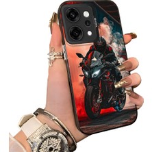 HONTINGA Oppo Reno 14 Pro 5g ile Uyumlu Kılıf Silikon Kenar Sert Arka Kamera Koruyucu Basitlik Anti Düşme Kamera Korumalı Motosiklet Desen Couple Telefon Kılıfı Kadın ve Erkek Için Uygundur K1-1530