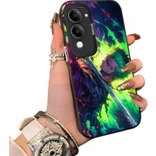HONTINGA Vivo Y29S ile Uyumlu Kılıf Silikon Kenar Sert Arka Kamera Koruyucu Basitlik Anti Düşme Kamera Korumalı Anime Desen Couple Telefon Kılıfı Kadın ve Erkek Için Uygundur K1-1527