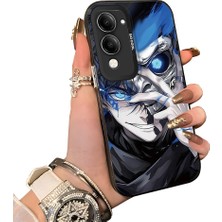 HONTINGA Vivo Y29S ile Uyumlu Kılıf Silikon Kenar Sert Arka Kamera Koruyucu Basitlik Anti Düşme Kamera Korumalı Anime Desen Couple Telefon Kılıfı Kadın ve Erkek Için Uygundur K1-1529