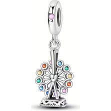 Singularis Renkli Zirkon Taşlı Dönme Dolap Charm | Gümüş Kaplama Kolye Bileklik Boncuğu