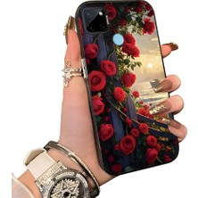 HONTINGA Realme C25Y ile Uyumlu Kılıf Silikon Kenar Sert Arka Kamera Koruyucu Basitlik Anti Düşme Kamera Korumalı Çiçekli Desen Couple Telefon Kılıfı Kadın ve Erkek Için Uygundur K1-1526