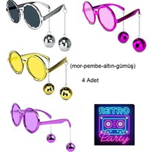 Empressco Renkli Disko Topları Gözlük Seti, Retro Parti Dekorasyonu, 4'lü Paket