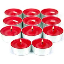 HBMB Store Dekoratif Kırmızı Renkli Tealight Mum, 10'lu Paket