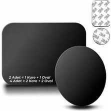 Larskas Araç Klimalık Manyetik Telefon Tutucu Seti – 2 Kare ve 2 Oval Metal Plaka 4 Adet