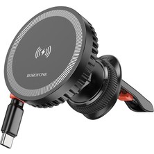Larskas BH207 Araç Telefon Tutucu - Magsafe ile Uyumlu Kablosuz Hızlı Şarj, 5W/7.5W/10W/15W Çıkış, 4.5-7.0 Inç Telefonlar Için Uygun - Abs + Silicone, Araba Hava Çıkışına Montaj BH207