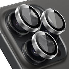 Buff Labs iPhone 15 / 15 Screen Protector 9h Safir Kamera Metal Lens Koruyucu (Gümüş)