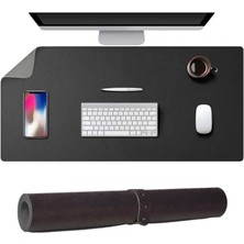 Larskas Mcstorey Masa Desk Mat 90X45 cm Çift Taraflı Deri Mouse Pad Kaymaz Geniş Masa Koruyucu Suya Dayanıklı Rulo Yapılabilir Ofis Ev Ofis Laptop ve Klavye Alanı Için 2mm Siyah