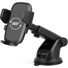 Larskas Araç Telefon Tutucu – 360° Döner, Teleskopik Kollu, Torpido & Cam Üstü Vantuzlu, Uzunluk Ayarlı Oto Telefon Standı