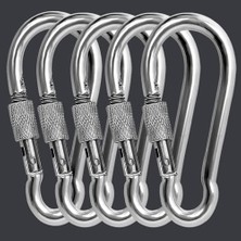 Larskas BADEM10 Karabina Kilitli 8 mm Yaylı Kanca Paslanmaz Çelik Kilit Tırmanma Olta Kamp Ekipmanları Hamak Anahtar Askı Kilidi 5 Adet