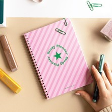 Paperora A5 Spiralli Ders Çalışma Planlayıcısı - Study Planner - Sınava Hazırlık Ayt-Tyt-Kpss-Ales-Yds Pembe