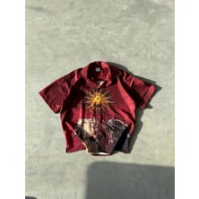 Sun Desenli Dubble Hürrem Kumaş Oversize Gömlek