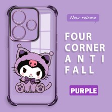 HONTINGA Xiaomi Redmi 13 ile Uyumlu Kılıf Şeffaf Kılıfı Kamera Koruyucu Basitlik Anti Düşme Kamera Korumalı Kuromi Desen Yumuşak Silikon Couple Telefon Kılıfı Kadın ve Erkek Için Uygundur K3-0372