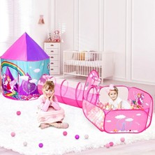 Mj Toys Unicorn Çocuk Oyun Çadırı, 3'ü Bir Arada, Top Havuzu, Oyun Çadırı, Oyun Tüneli - Top Havuzlu Çadır