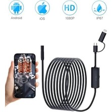 Larskas 5 Metre Endoskop Yılan Video Kamera Ios ve Android Uyumlu Led'li 8 mm Sert Kablo 2mp
