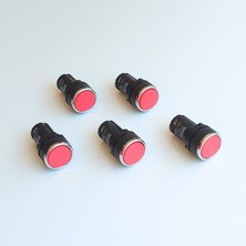 Emas Monoblok Buton 22 mm Düz Yaylı 1NK Kırmızı (5 Adet)(MB200DK)