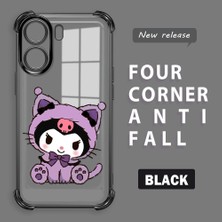 HONTINGA Xiaomi Redmi 13C ile Uyumlu Kılıf Şeffaf Kılıfı Kamera Koruyucu Basitlik Anti Düşme Kamera Korumalı Kuromi Desen Yumuşak Silikon Couple Telefon Kılıfı Kadın ve Erkek Için Uygundur K3-0372