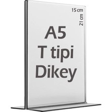 Larskas A5 T-Tipi Dikey Şeffaf Föylük Menü Broşür Etiket Fotoğraflık Albüm Stand Sehpa