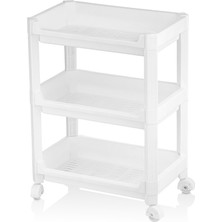 Zenviaa Rafty Geniş 3 Katlı Tekerlekli Sepet Organizer Düzenleyici Raf Ünitesi 352X220X480
