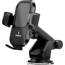 Larskas Minesk Otomatik Klipsli Araba Telefon Tutucu Cam ve Torpido Için Yüksek Kalite Yapışkan, Ayarlanabilir Yükseklik ve Yakınlık Ergonomik Tasarım