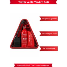Millenmax Trafik ve Ilk Yardım Seti Üçgen Çanta+1 kg Bursanyangın Söndürme Tüpü Muayene Uyumlu