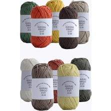 Larskas 25 Gram Mini Cotton SERISI%100 Pamuk Örgü Ipi 10 Renk Punch ve Amigurumi Ipi