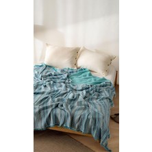 Rayme Tekstil Boho Çizgili Yatak Örtüsü 4 Katlı MÜSLIN%100 Pamuk Yumuşak Lüks Yazlık Pike Çift Kişilik Battal Boy