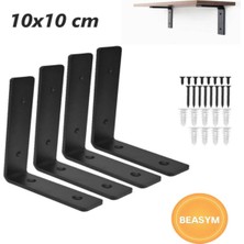Empressco 10X10 cm Siyah Yüksek Dayanımlı Köşebent Raf Tutucu Seti (4 Adet)