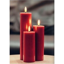 Larskas Bordo Rengi LED Dış Mekan Mum 10X10 cm - De RF-UL-0042