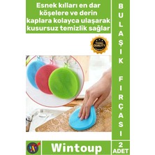 Wintoup #fırça Esnek Hijyenik Dayanıklı Kaliteli Mutfak Tükenmeyen Silikon Bulaşık Yıkama Fırçası 2 Adet