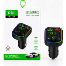 Riotech  Kablosuz Araç Mp3 Çalar Fm Transmitter Type-C ve 2 USB Şarj Portlu