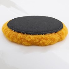 Larskas Sarı Renk (1 Adet) Orta Sert Koyun Kuzu Postu Pedi Ø 125 mm Pasta Cila Polisaj Cırt Tabanlı Yün
