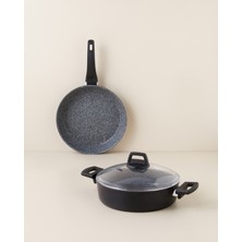 English Home Valencia Premium 3 Parça Tencere-Tava Seti 26-26 cm Siyah