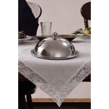 Empressco Paslanmaz Çelik Metal Kulplu Fanus 18 cm Kek ve Pasta Sunum Tepsisi