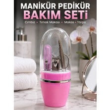 tp Buğz Pembe Tırnak Bakım Seti Cımbız Makas Tırnak Makası ve Törpü Içeren Kit