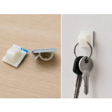 Meepo Yapışkanlı Kilit Askısı 25X25 mm Çift Taraflı Bantlı Anahtar Askısı Pano Kilit Tutucu Beyaz 50 Adet