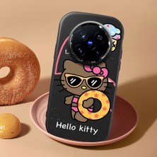 HONTINGA Vivo X200 Pro ile Uyumlu Kılıf Kamera Korumalı Düşüme Önleyici Kamera Koruyucu Siyah Yumuşak Silikon Couple Telefon Kılıfı Kitty Desenli K4-0471