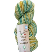 Etrofil Vintage Organic Hand Paint Örgü İpi Doğal Yeşil %100 Yün 100g 123m (SE706)