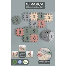 Meleni Baby 18 Parça Silikon Yapboz Oyuncak - Bebek Çocuk Eğitici Oyun Hayvan Rakam Detaylı Küp Oyuncak Renkli