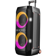 W-King W-Kıng T12 Bluetooth Hoparlör, 270W Rms Partybox Ultra Bass, 24 Saate Varan Çalma Süresi, 6 Rgb Işık Modu, Ipx5, Kablosuz Stereo Tws, Otg/usb/tf/aux/bluetooth 5.4, Ses Bombası, Siyah