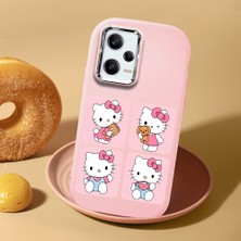 HONTINGA Poco X5 Pro 5g ile Uyumlu Kılıf Kamera Korumalı Düşüme Önleyici Kamera Koruyucu Pembe Yumuşak Silikon Couple Telefon Kılıfı Kitty Desenli K4-0468