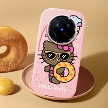 HONTINGA Vivo X200 Pro ile Uyumlu Kılıf Kamera Korumalı Düşüme Önleyici Kamera Koruyucu Pembe Yumuşak Silikon Couple Telefon Kılıfı Kitty Desenli K4-0471