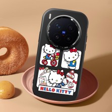 HONTINGA Vivo X300 Pro ile Uyumlu Kılıf Kamera Korumalı Düşüme Önleyici Kamera Koruyucu Siyah Yumuşak Silikon Couple Telefon Kılıfı Kitty Desenli K4-0467