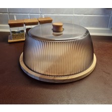 Empressco Şık Füme Striped Kek Fanusu 29 Cm, Evinize Zarif Dokunuş